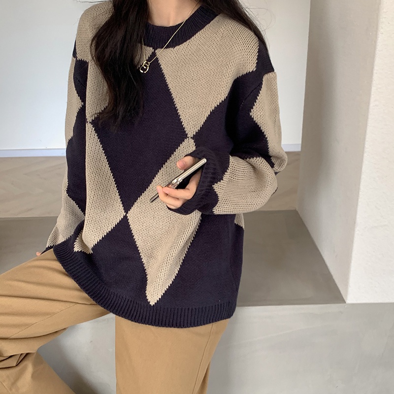 SUXI Áo sweater nữ cổ tròn tay dài dáng rộng thời trang mùa thu mới
