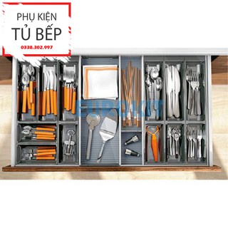 Khay chia thìa dĩa, khay đựng đũa thìa inox 304 dạng modul mở rộng lắp ngăn kéo tủ bếp cực tiện dụng không độc hại