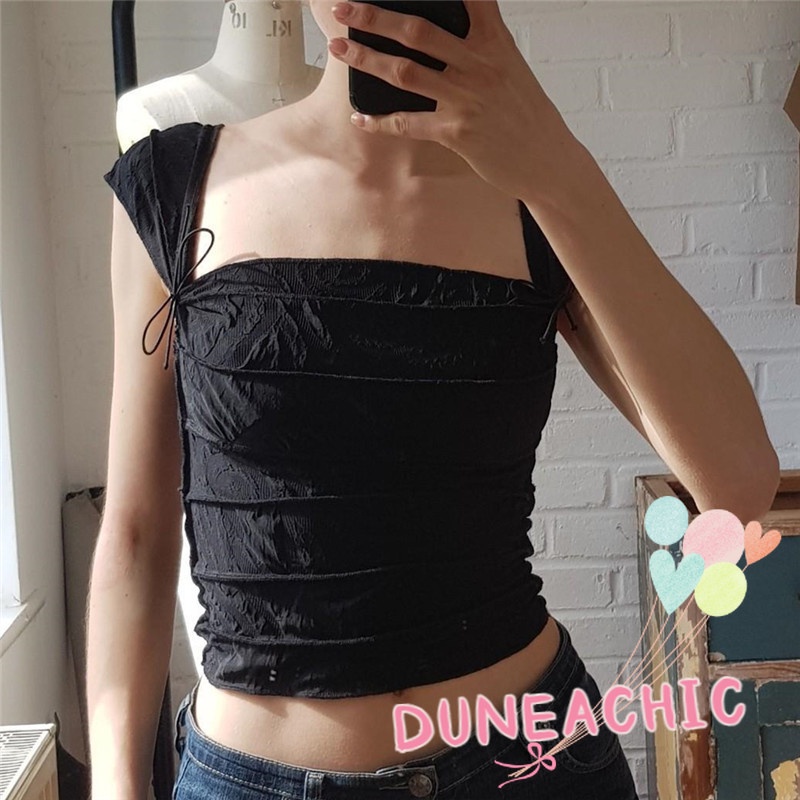 DUNEA Áo Tank Top Hai Dây Hở Lưng Gợi Cảm Cho Nữ