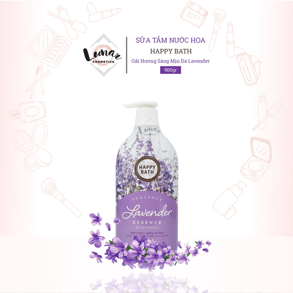 Sữa Tắm Nước Hoa Happy Bath Oải Hương Sáng Mịn Da Lavender Body Wash 900gr