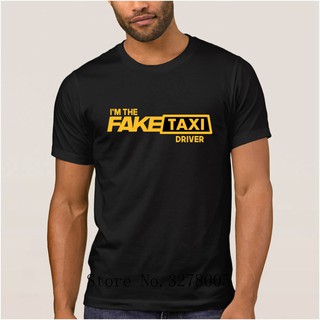 Áo thun nam tay ngắn cổ tròn in chữ I'm the fake taxi driver cá tính