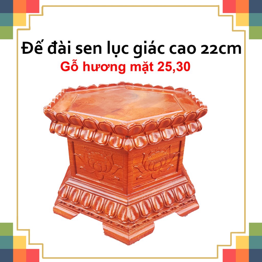 Đài sen lục giác sơn pu gỗ hương cao cấp