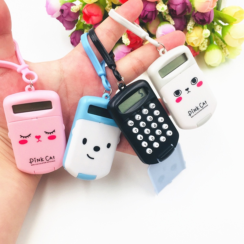 Máy Tính Bỏ Túi Màn Hình Kỹ Thuật Số Mini Dễ Thương Kèm Móc Khóa Tiện Dụng Cho Văn Phòng