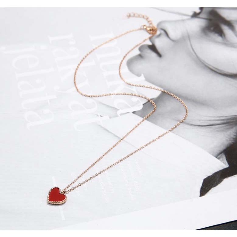 Vòng cổ Xương Đòn Mặt Trái Tim Đỏ Đơn Giản Hàn Quốc