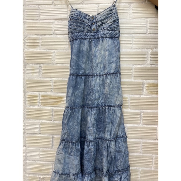 Pass đầm maxi vải jean mềm, màu wash đẹp