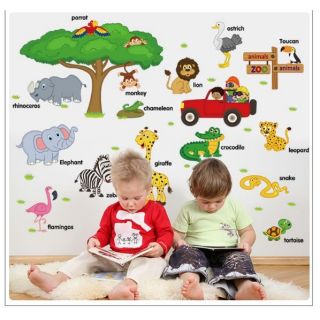 decal dán tường từ vựng con vật