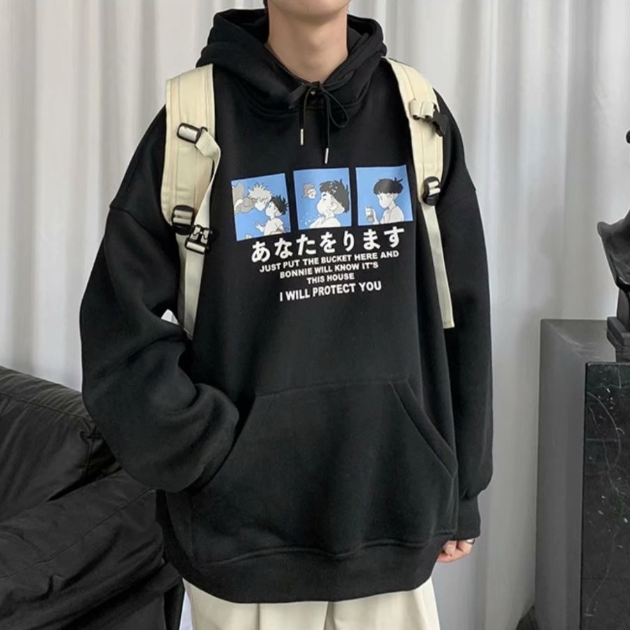 Áo Hoodie Dáng Rộng Có In Hình Phong Cách Thời Trang Hong Kong Dành Cho Nam | BigBuy360 - bigbuy360.vn