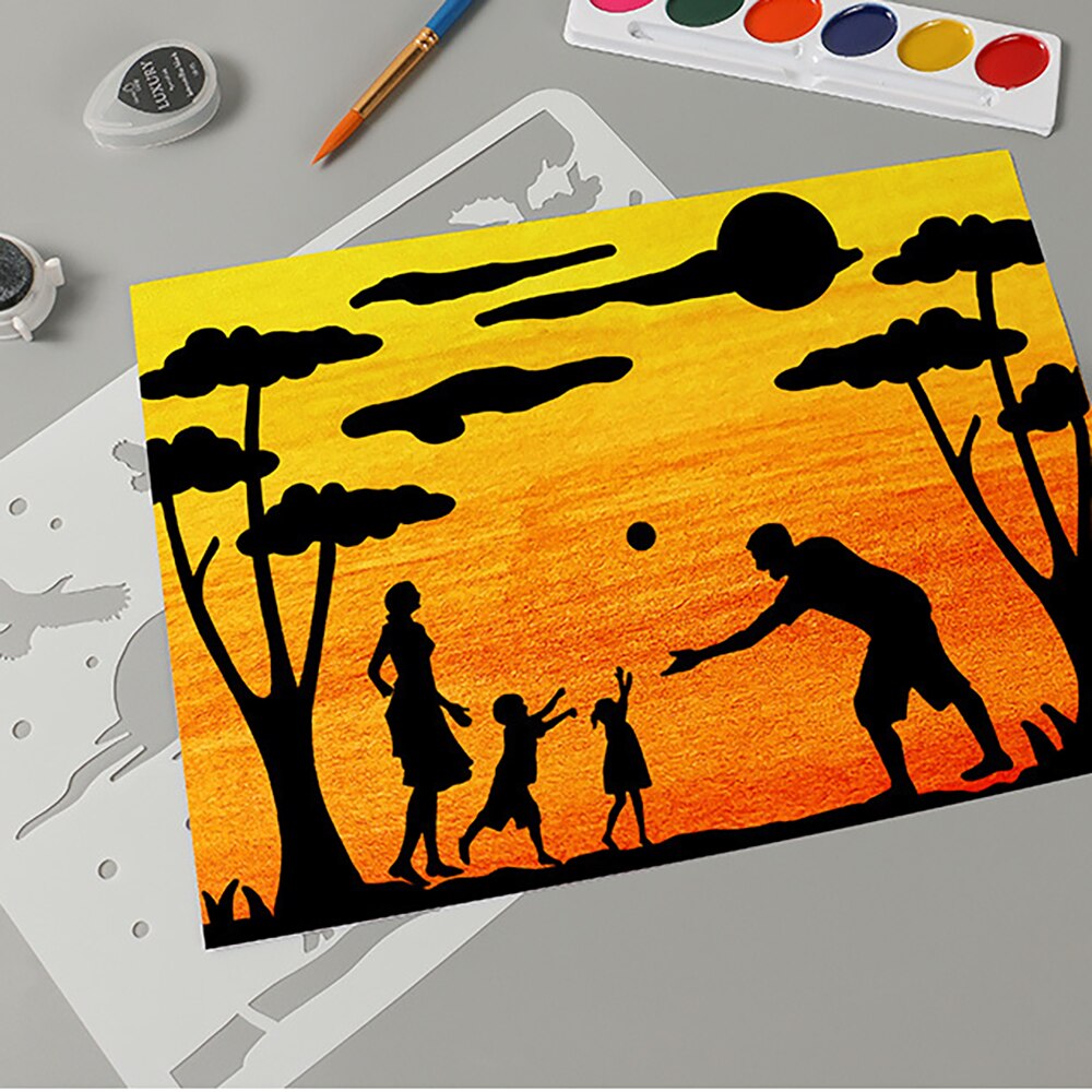 Set 16 khuôn vẽ cỡ A4 họa tiết bầu trời đầy sao