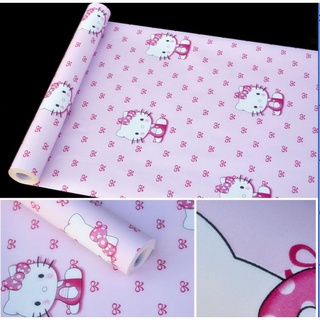 Giấy dán tường họa tiết mèo Hello Kitty hồng cuộn 10m×45cm