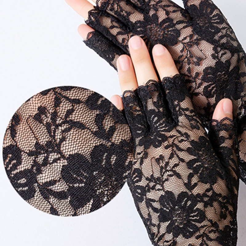 Găng Tay Lưới Trong Suốt Họa Tiết Hoa Thời Trang Cho Cô Dâu
