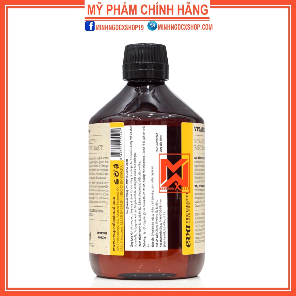 Dầu gội cho tóc dầu Eva Vitamin Recharge Orange 500ml chính hãng