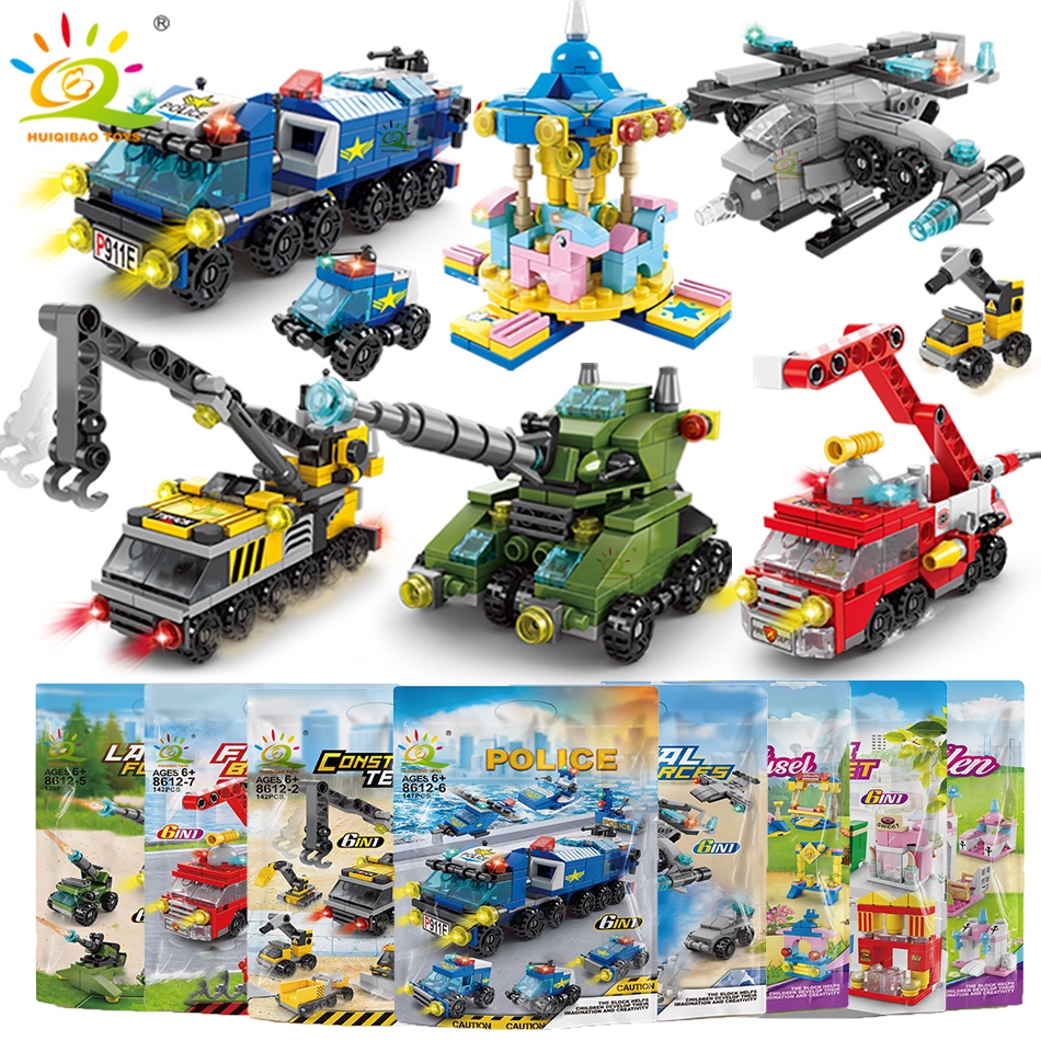 Bộ lắp ráp mô hình ô tô cảnh sát bằng gạch LEGO / lắp ráp máy bay / trực thăng LEGO / lắp ráp xe cứu hỏa / ô tô LEGO cảnh sát