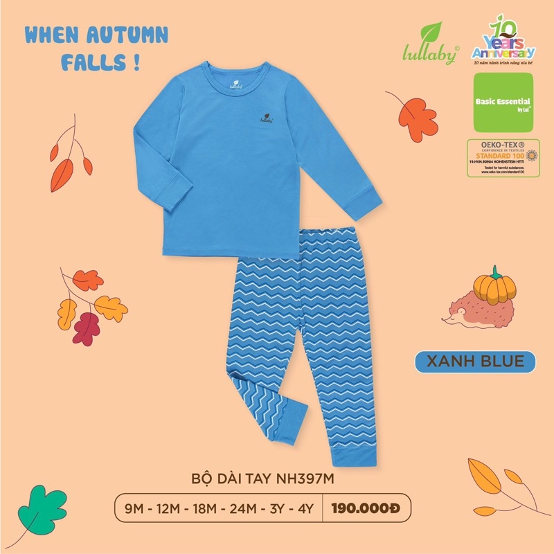 [ LULLABY 2022 ] Bộ dài tay Bé Gái/ Bé Trai chất liệu Bambo (9m-4y)