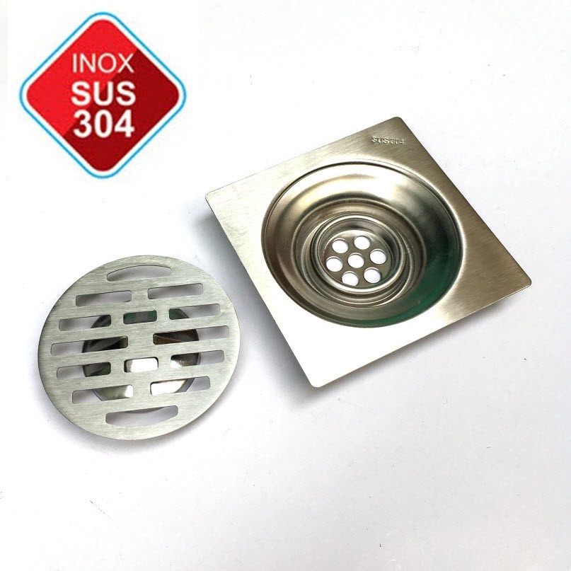Phễu thoát sàn chống mùi hôi Inox 304 kích thước 15*15