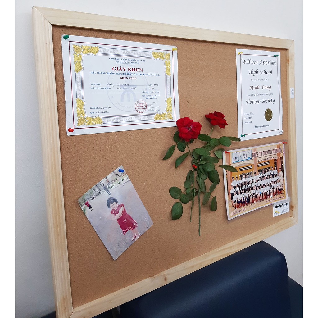 Bảng ghim bần cao cấp, 80x120cm bần dày 3mm, thiết kế cao cấp, sang trọng thân thiện môi trường.