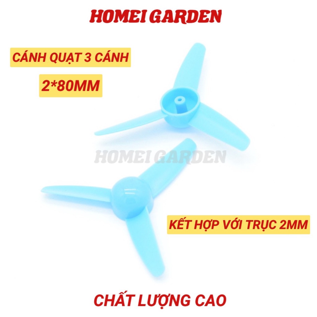 Cánh quạt nhựa ba cánh đường kính 80mm trục 2mm - HM0078