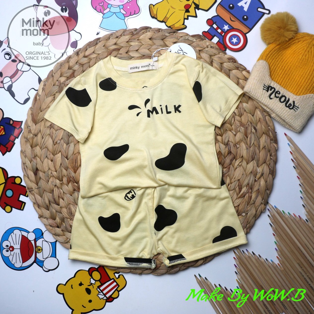 [LNN14] Bộ Cộc Tay Thun Lạnh MINKY MOM CÓ SIZE ĐẠI In Hình Toàn Thân Họa Tiết Bò Sữa, Mềm Mịn, Hàng Chuẩn Đẹp Cho Bé