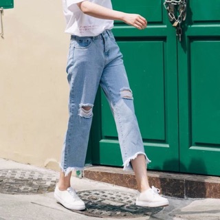 Quần bò nữ rách gối