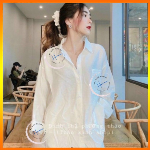 Áo Sơ Mi Nữ Dáng Dài Form Oversize Chất Đũi Cao Cấp Thoáng Mát Hanva