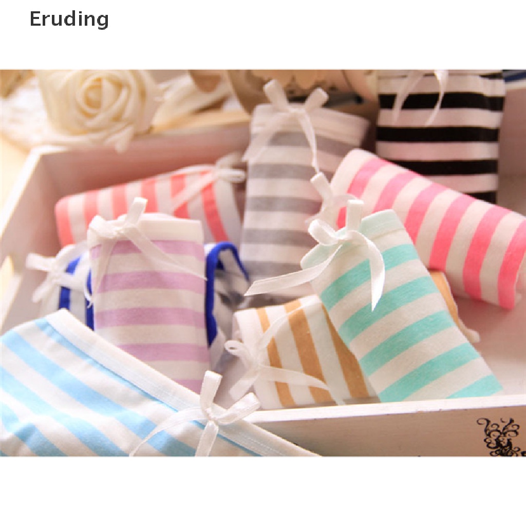 Quần Lót Cotton Kẻ Sọc Đính Nơ Dễ Thương Xinh Xắn