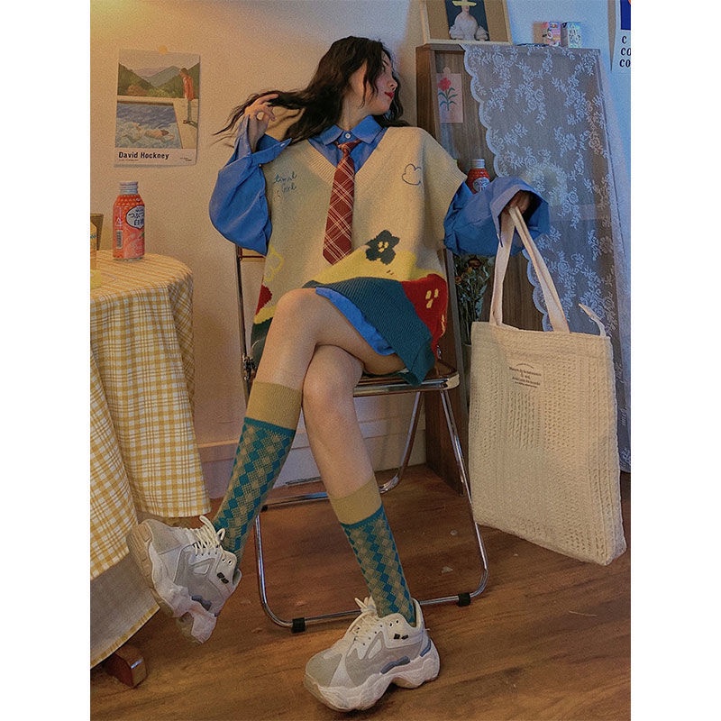 【Yuki】 áo sơ mì + gile họa tiết siêu HOT bán lẻ