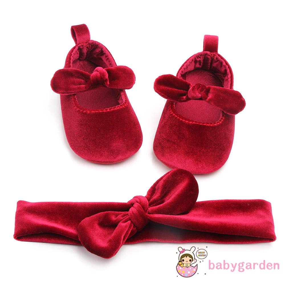 Bộ giày tập đi kèm băng đô cài tóc dễ thương cho em bé