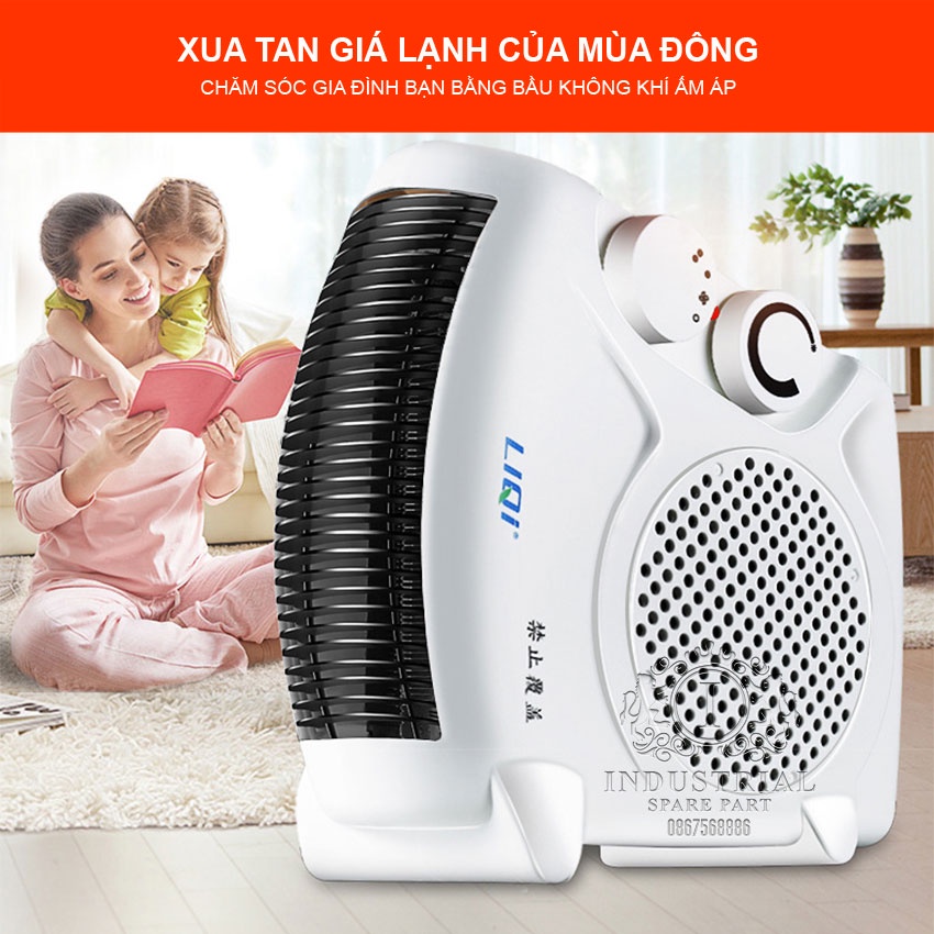 Máy sưởi ấm chống bỏng sử dụng quạt lồng sốc an toàn cho bé công suất 2000W phù hợp phòng rộng 10-20m2 Model LIQI FH-06A