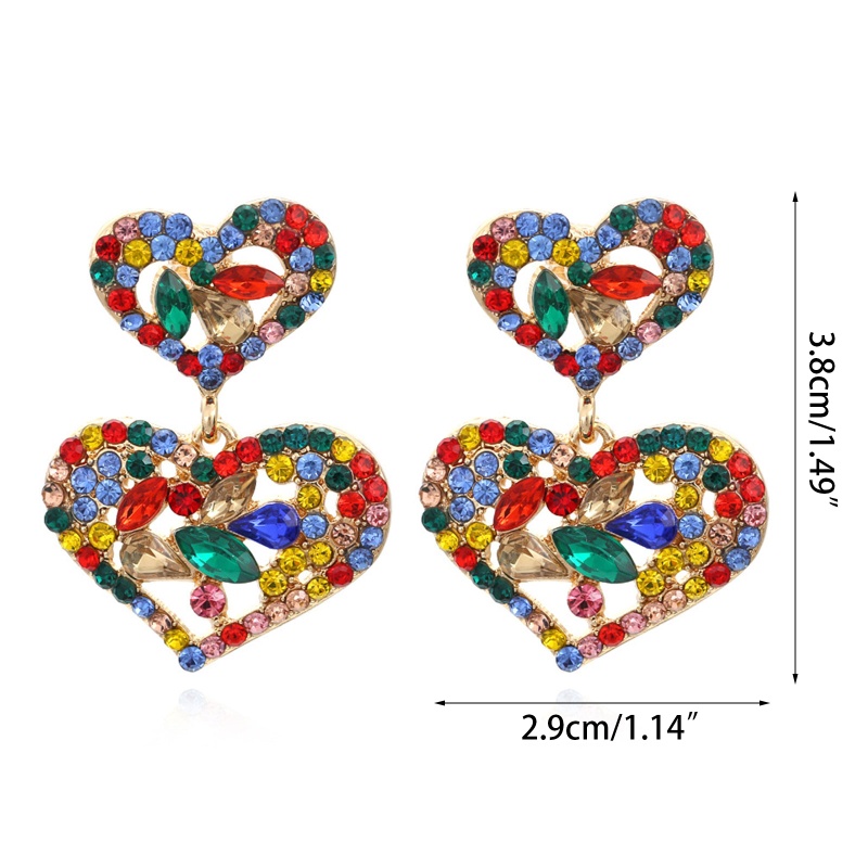 Đôi Bông Tai Hình Trái Tim Đính Đá Thời Trang