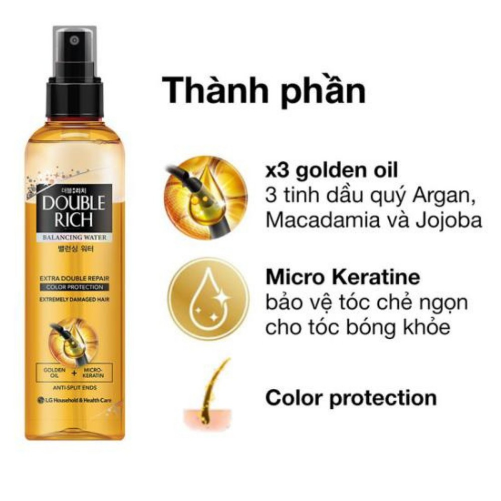 Nước xịt dưỡng tóc Double Rich dưỡng chuyên sâu, giữ màu tóc nhuộm 120ml