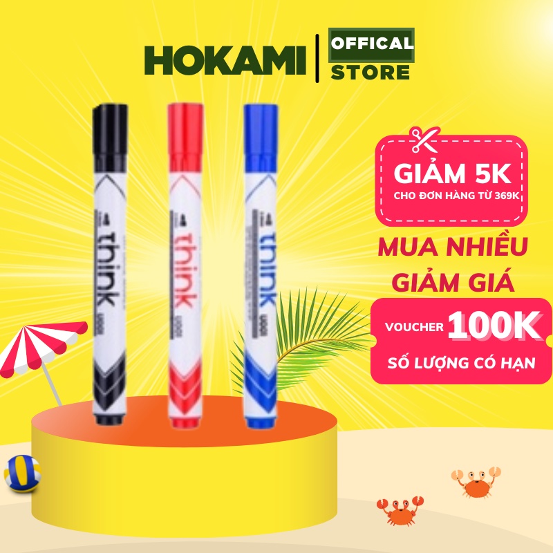 Bút viết bảng trắng Deli Màu Xanh / Đen / Đỏ - 1 cái - văn phòng phẩm - HOKAMI STORE