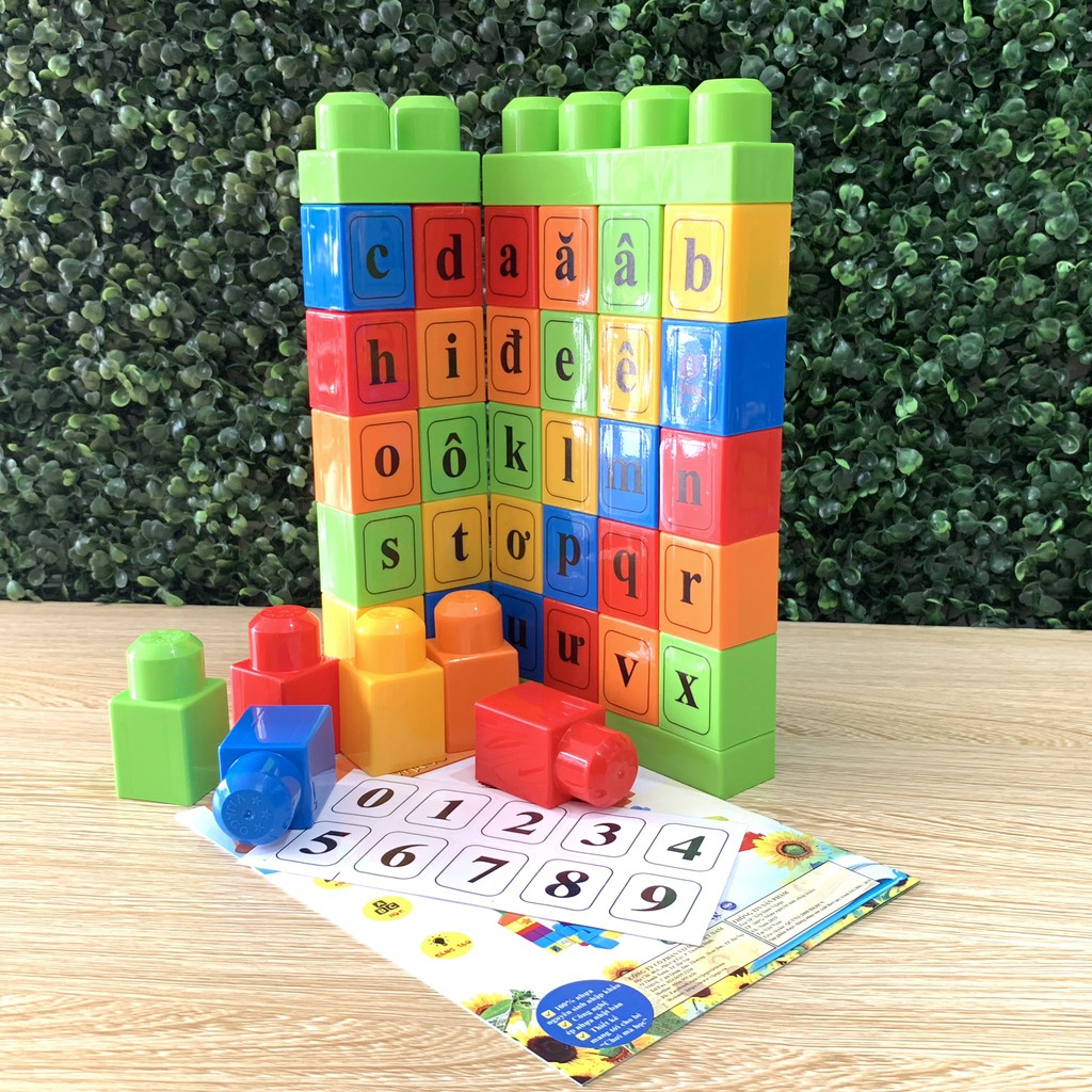 Đồ Chơi Xếp Hình Học Chữ Cái In Tiếng Việt Vijago 40 Chi Tiết(Hàng Việt Nam)