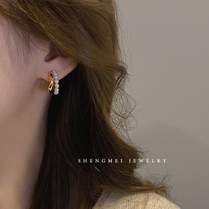 Khuyên Tai Ngọc Trai Hình Chữ C Sang Trọng