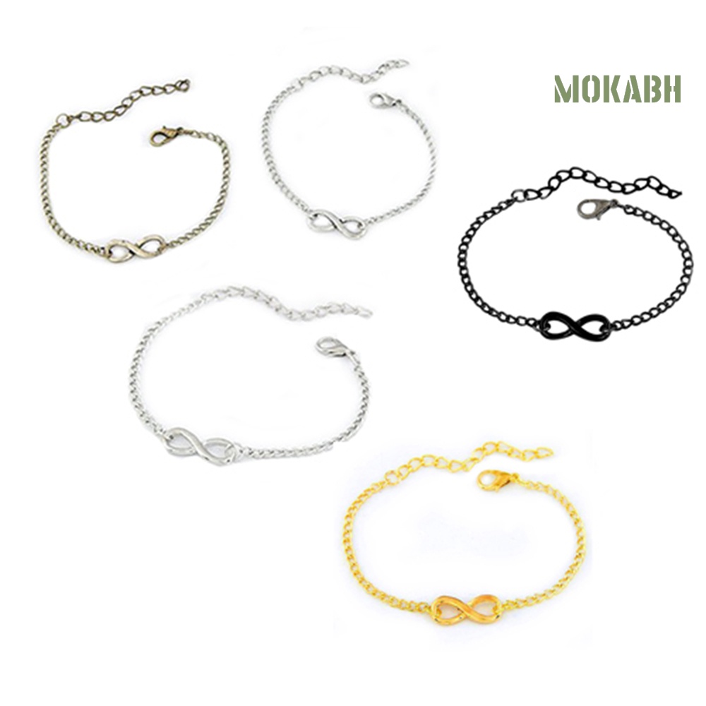 [Vòng Đeo Tay] Vòng Đeo Tay Dây Xích Bằng Kim Loại Hình Biển Vô Cực Vô Cực Có Khóa Càng Cua Điều Chỉnh Được Phong Cách Punk