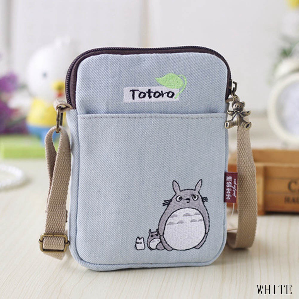 Pjquanyong Túi Đeo Chéo Đựng Tiền Xu / Điện Thoại Bằng Vải Bố Hình Totoro Dễ Thương