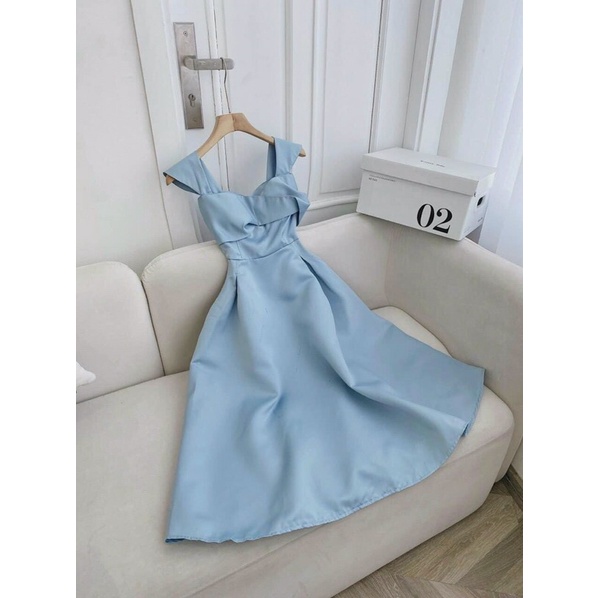 ĐẦM MIDI XANH BẸT VAI CHÉO NGỰC🎀