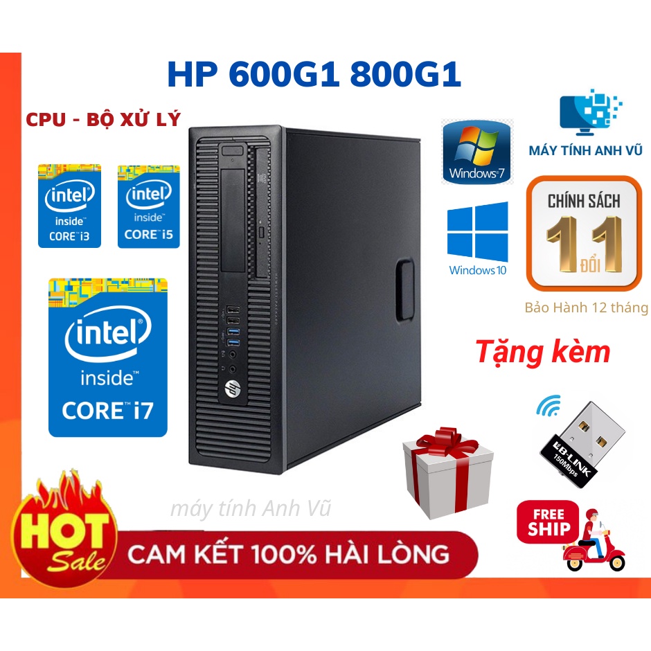 [Mã 88ELSALE giảm 7% đơn 300K] Case máy tính HP 400G1 600G1 800G1 nhỏ gọn Core i3 core i5 core i7 [Tặng kèm USB Wifi]