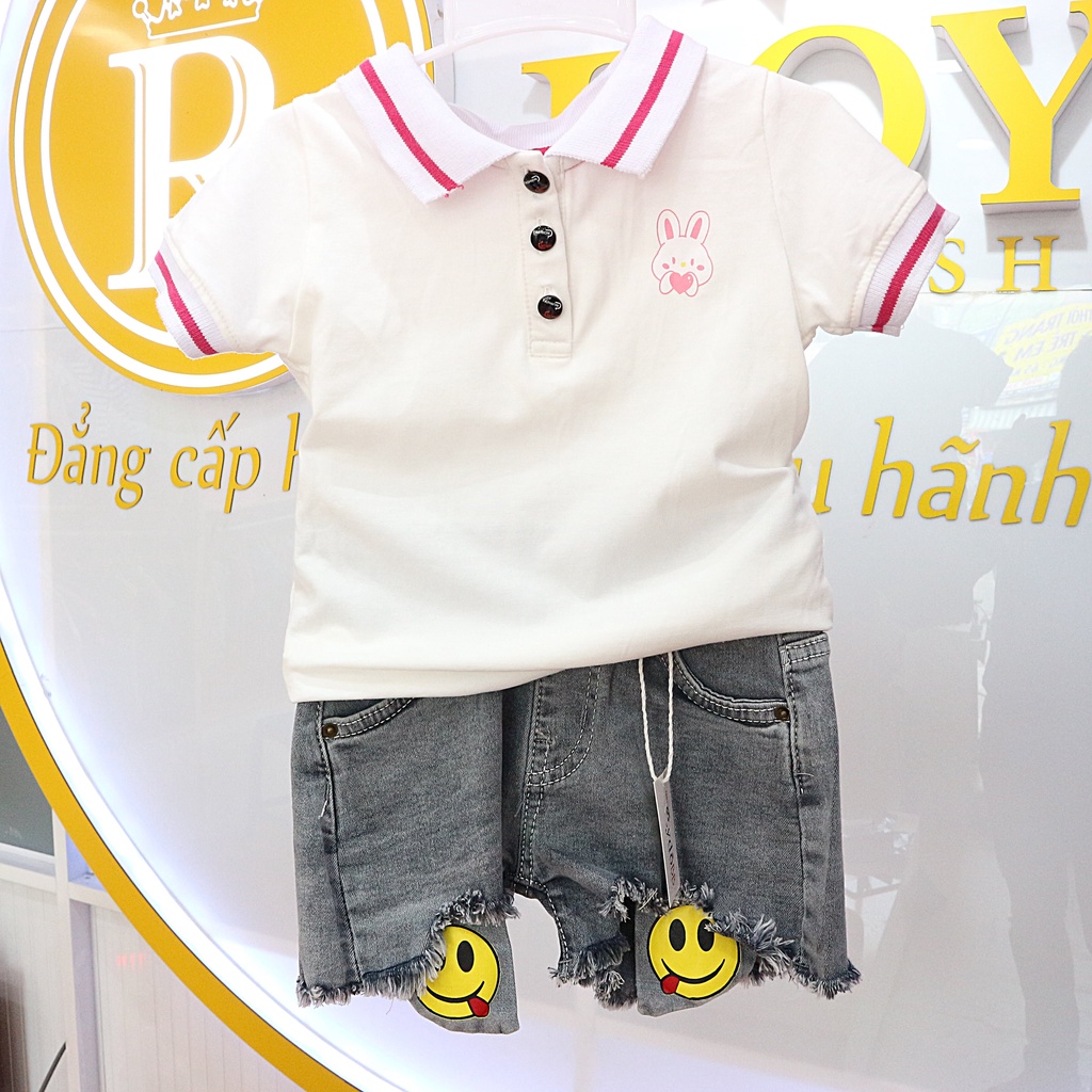 Áo Thun Cotton Cao cấp Cổ Lá sen Màu Hồng hình thêu kitty cho Bé Gái 8-27kg- Royal KIDS