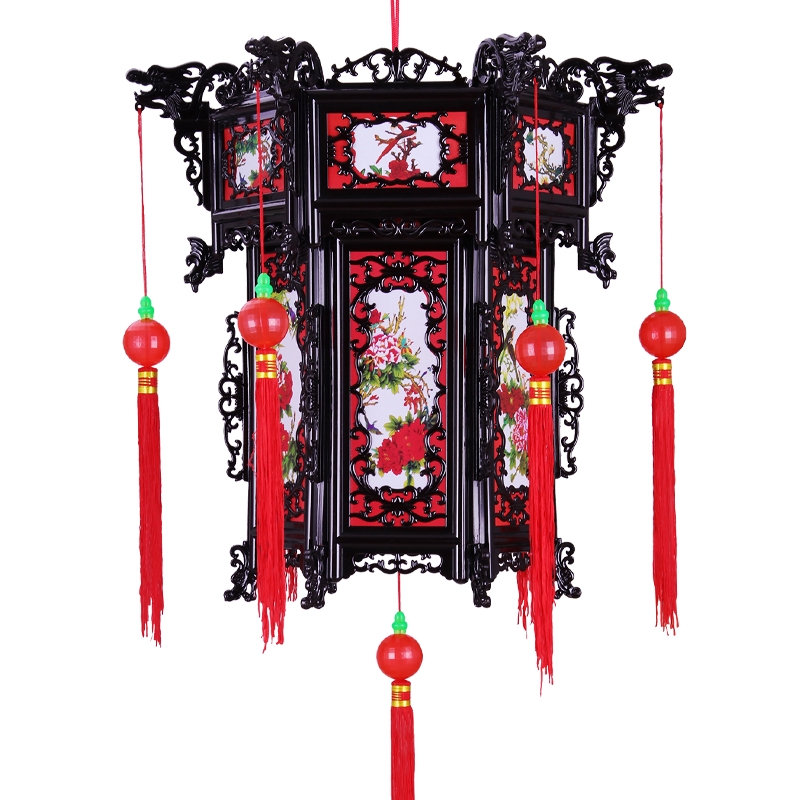 Bán chạy nhất bằng nhựa cổ cung đèn lồng đỏ ban công đèn lồng trang trí năm mới lễ hội retro giả gỗ phong cách Trung