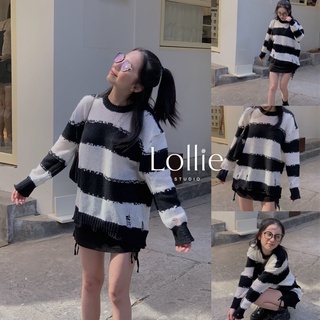 Áo len sợi móc kẻ ngang al34 lollie studio