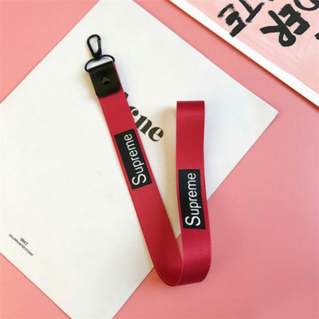 ( Y hình 100%) Dây đeo thẻ nhân viên văn phòng - LANYARD KEYCHAIN Supreme White off thời trang