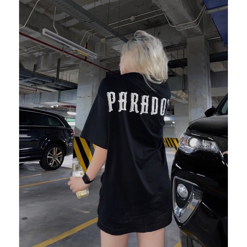Áo thun tay lỡ form rộng Paradox unisex chất cotton dày nam nữ 2 màu Đen/Trắng