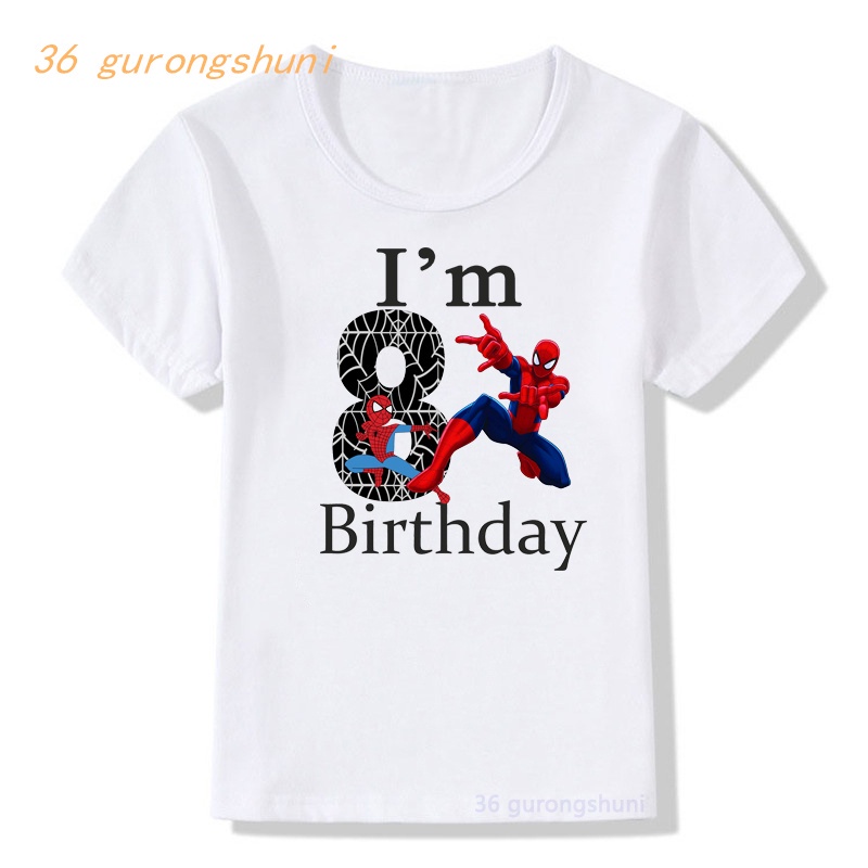 Áo thun trẻ em💖Áo cotton mát mịn họa tiết hoạt hình Spider Man  xinh xắn cho bé 3 4 5 6 7 8 9 tuổi