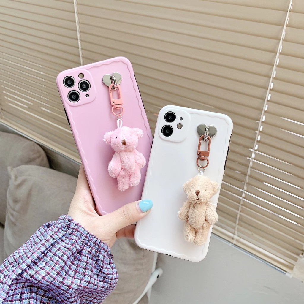 Ốp Điện Thoại Kèm Móc Khóa Hình Gấu Cho Iphone 7 7 Plus8 8plus Xr X / Xs Xs Max 11 11 Pro Max 12 12 Pro 12 Pro Max