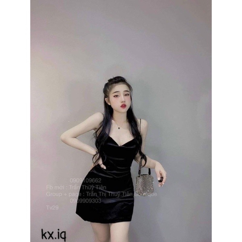 SALE LỖ ĐẦM GÂN TĂM XỐP NHĂN ĐI TIỆC 2 DÂY  DỦ KIỂU TO DÁNG CHỮ A NGẮN TRÊN GỐI (ẢNH, VIDEO THẬT)