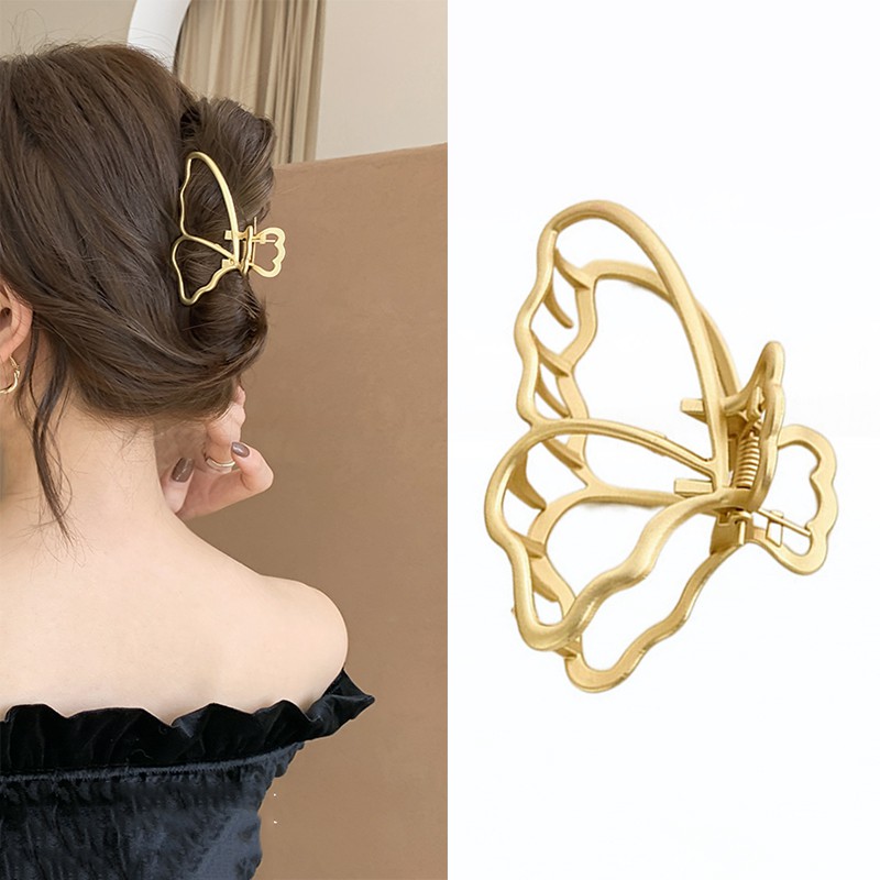 Kẹp Tóc Nữ Bằng Kim Loại Phối Hình Bướm Rỗng Phong Cách Hàn Quốc
