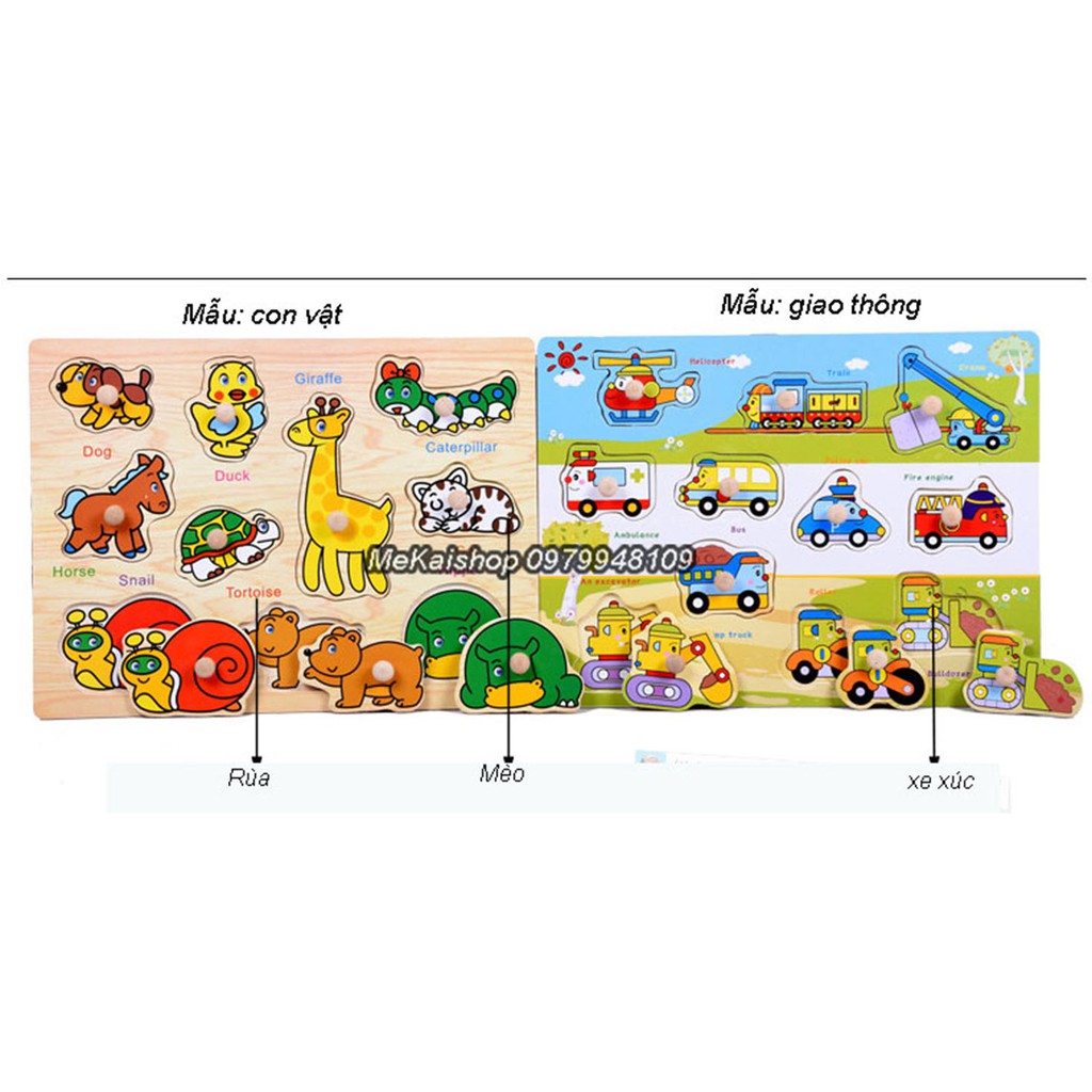 Bảng ghép gỗ có núm cầm dạy nhận biết