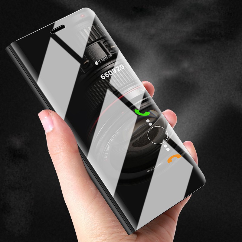 Ốp Điện Thoại Nắp Lật Mặt Gương Thông Minh Kiêm Giá Đỡ Cho iPhone 11 Pro Max XS X XR 7 8 6S 6 Plus SE2 SE 2 2020 5S 5