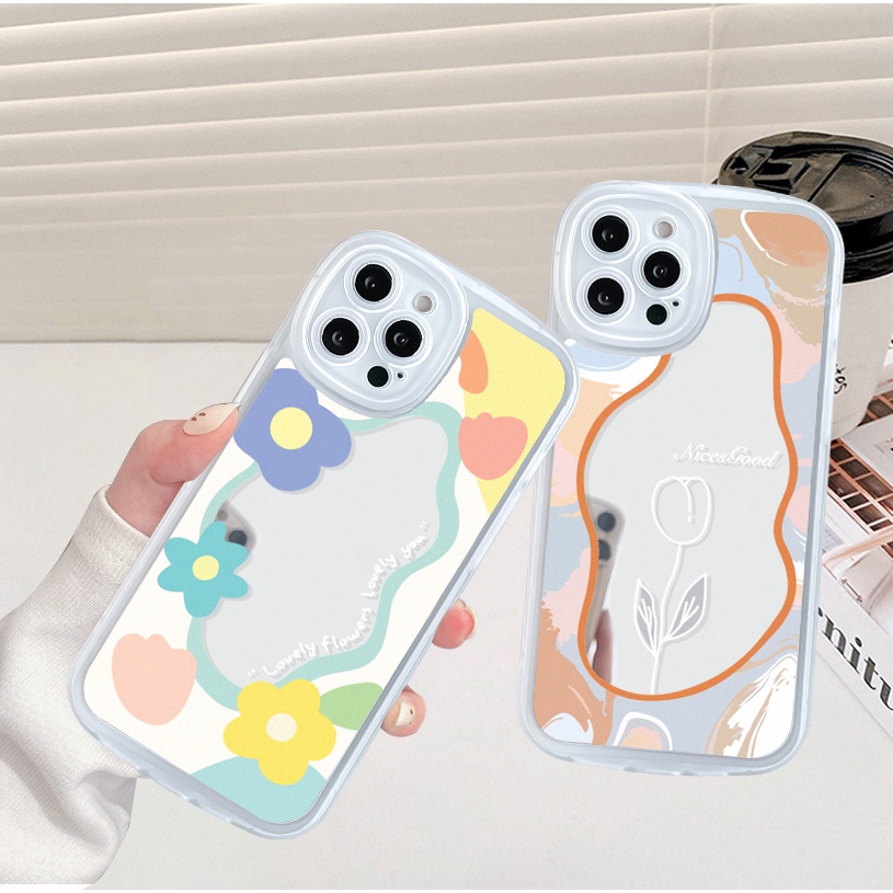 Ốp lưng iphone gương cạnh vuông hoa 6/6plus/7/7plus/8/8plus/x/xs/11/12/13/pro/max/plus/promax-Sale HOT A2-1