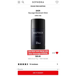 SÁP LĂN KHỬ MÙI DIOR SAUVAGE