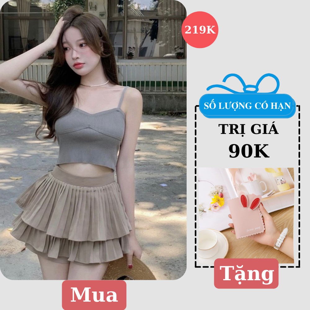 Chân Váy Xếp Ly Ngắn 2 Tầng Màu Nude Hàng Cao Cấp Loại 1 Siêu Hót Freeship, Váy Tầng Ngắn Xếp Ly Xòe Siêu Xinh Mới